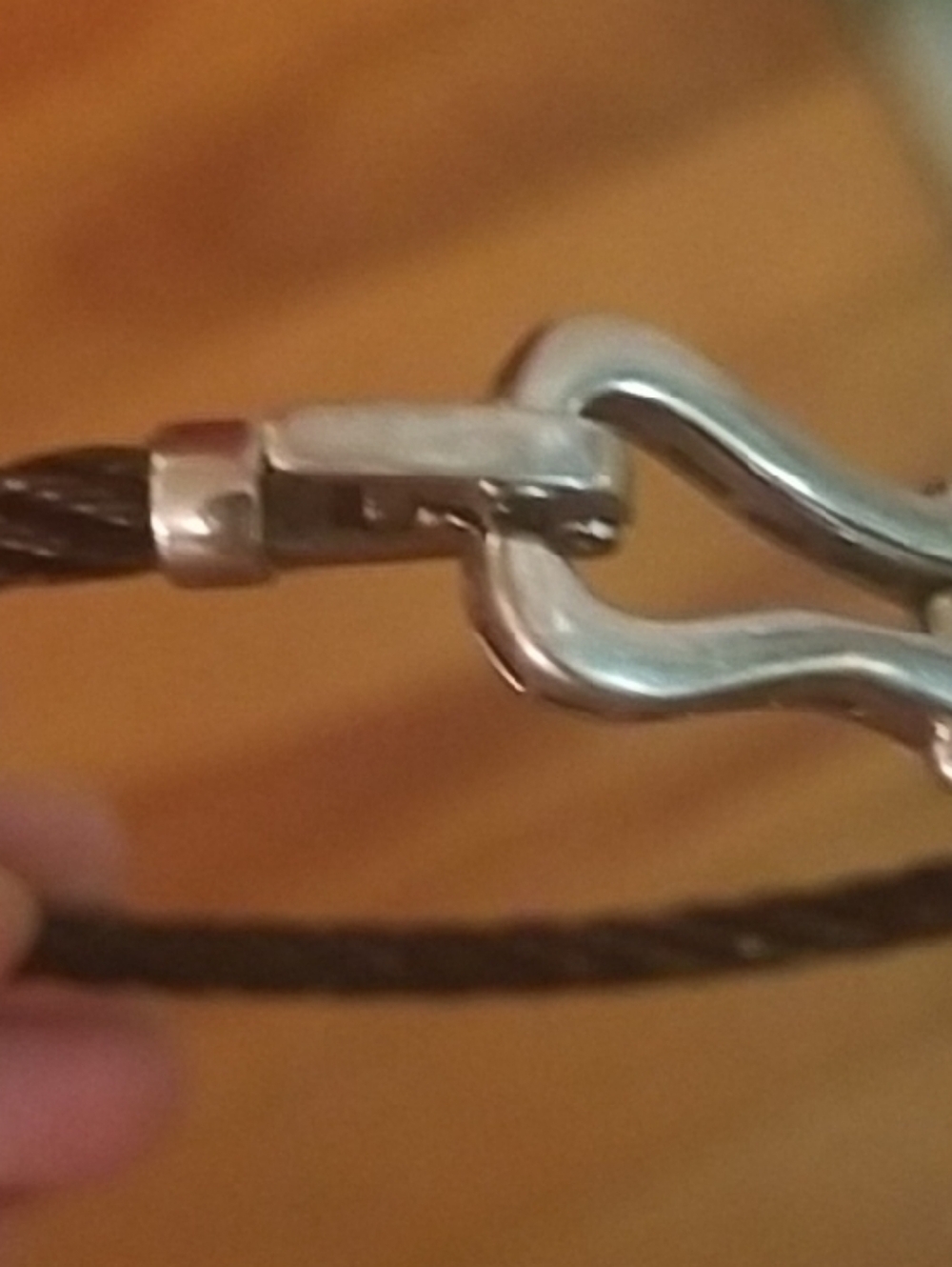 Men's Brown Leather Cable Bracelet with Silver-Tone Hook